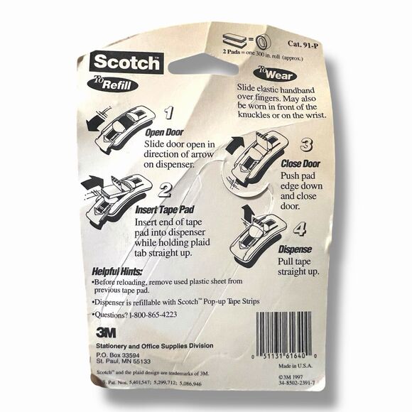 Vintage 1997 NOS Scotch Pop-Up Tape Dispenser with 75 Strips Blue New Unused - Picture 2 of 4